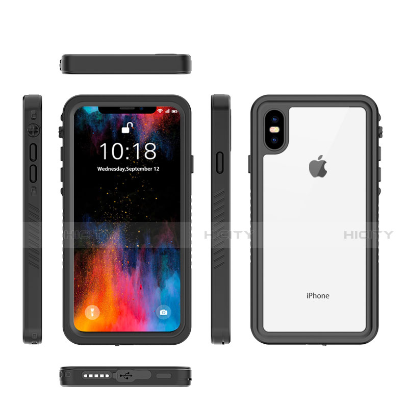 Funda Impermeable Bumper Silicona y Plastico Waterproof Carcasa 360 Grados para Apple iPhone Xs Max Negro