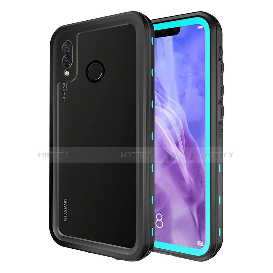 Funda Impermeable Bumper Silicona y Plastico Waterproof Carcasa 360 Grados para Huawei P20 Lite Azul Cielo