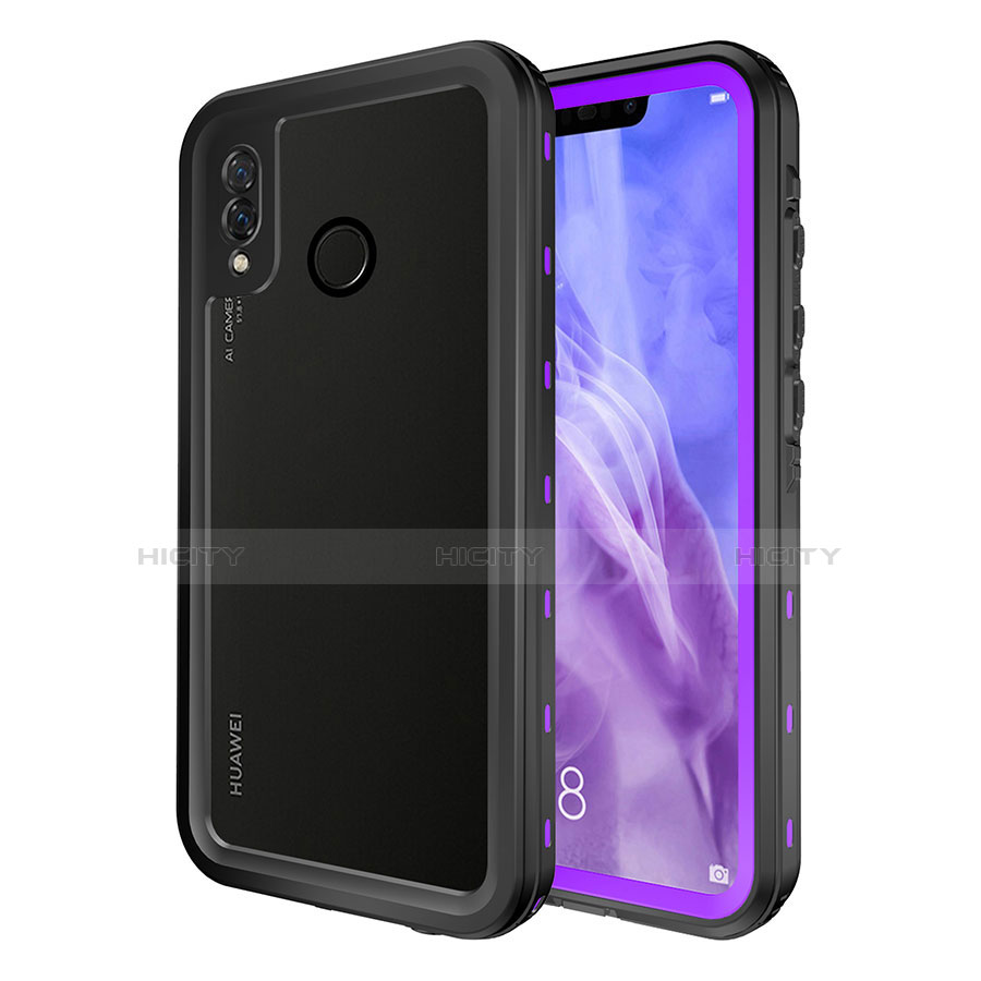 Funda Impermeable Bumper Silicona y Plastico Waterproof Carcasa 360 Grados para Huawei P20 Lite Morado