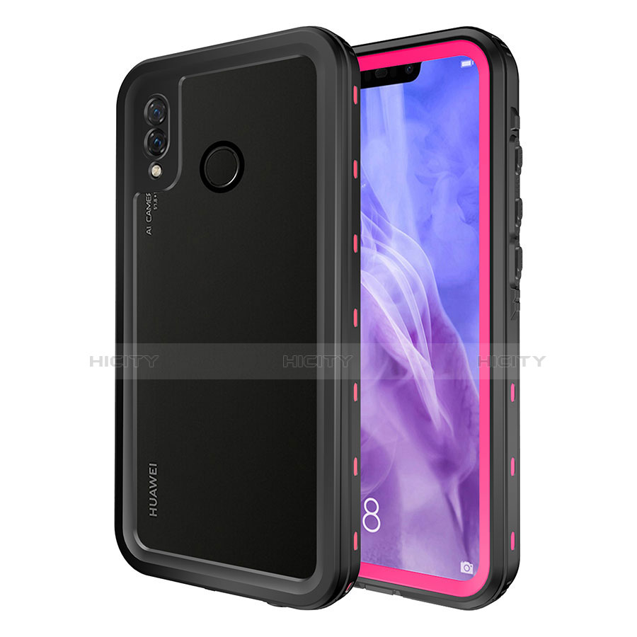 Funda Impermeable Bumper Silicona y Plastico Waterproof Carcasa 360 Grados para Huawei P20 Lite Rojo