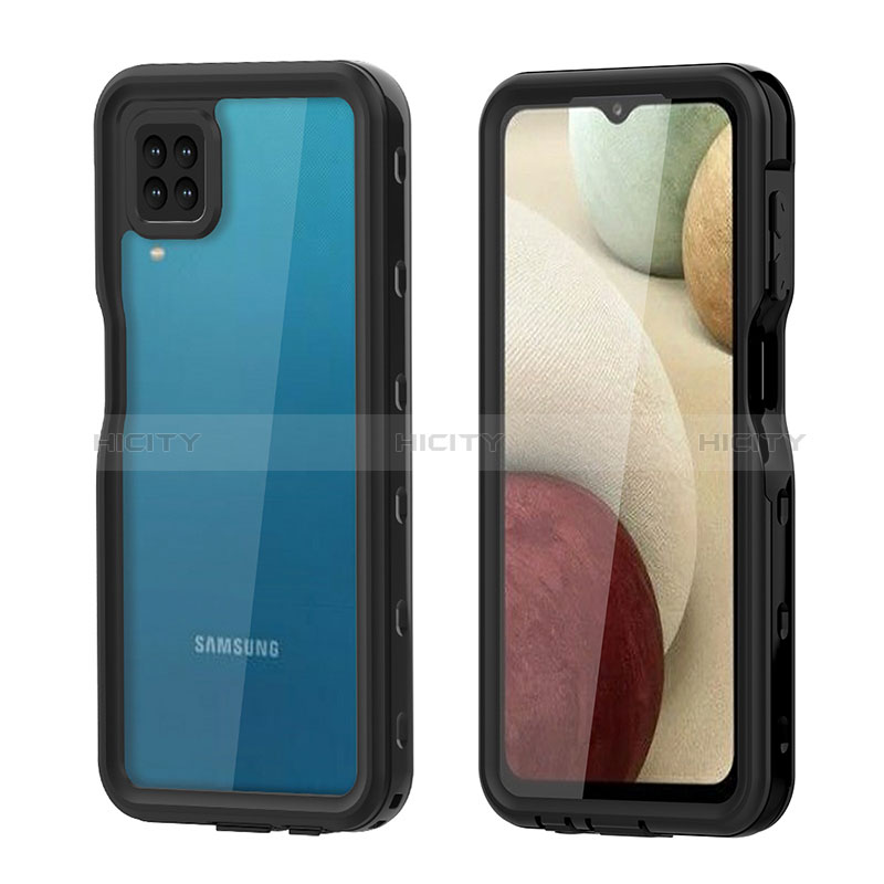 Funda Impermeable Bumper Silicona y Plastico Waterproof Carcasa 360 Grados para Samsung Galaxy A12 Nacho Negro
