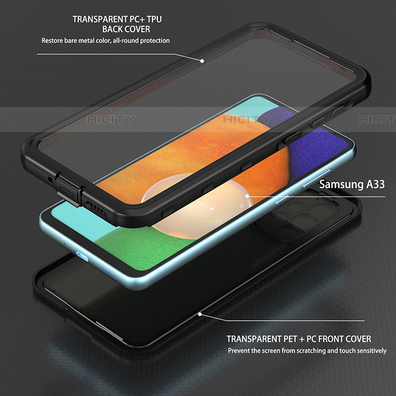 Funda Impermeable Bumper Silicona y Plastico Waterproof Carcasa 360 Grados para Samsung Galaxy A33 5G Negro