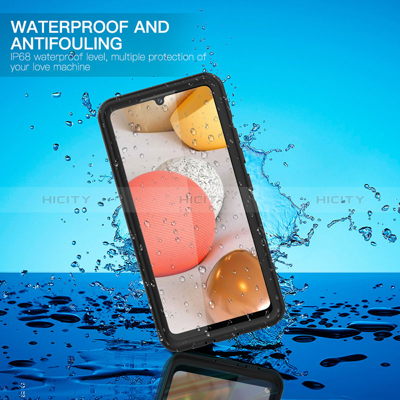 Funda Impermeable Bumper Silicona y Plastico Waterproof Carcasa 360 Grados para Samsung Galaxy A42 5G Negro