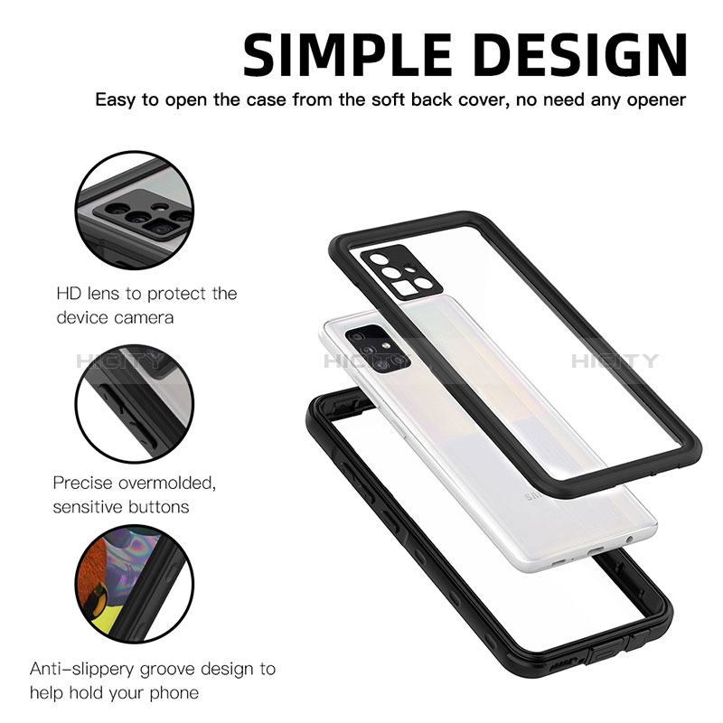 Funda Impermeable Bumper Silicona y Plastico Waterproof Carcasa 360 Grados para Samsung Galaxy A51 4G Negro