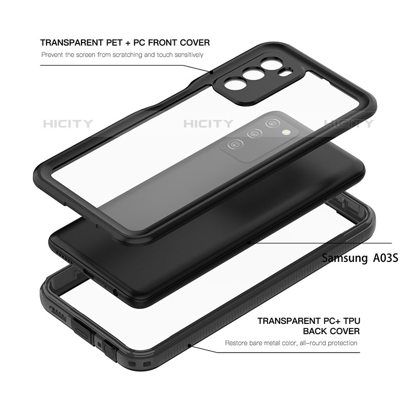 Funda Impermeable Bumper Silicona y Plastico Waterproof Carcasa 360 Grados para Samsung Galaxy M02s Negro
