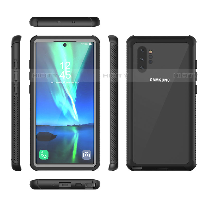 Funda Impermeable Bumper Silicona y Plastico Waterproof Carcasa 360 Grados para Samsung Galaxy Note 10 Plus Negro