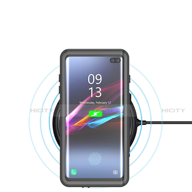 Funda Impermeable Bumper Silicona y Plastico Waterproof Carcasa 360 Grados para Samsung Galaxy S10 5G Negro