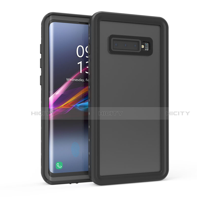 Funda Impermeable Bumper Silicona y Plastico Waterproof Carcasa 360 Grados para Samsung Galaxy S10 Negro