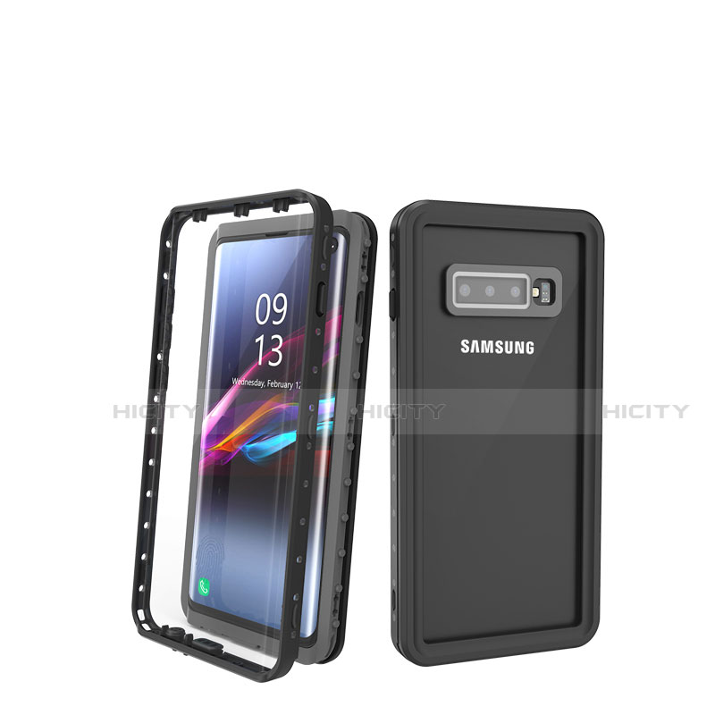 Funda Impermeable Bumper Silicona y Plastico Waterproof Carcasa 360 Grados para Samsung Galaxy S10 Negro