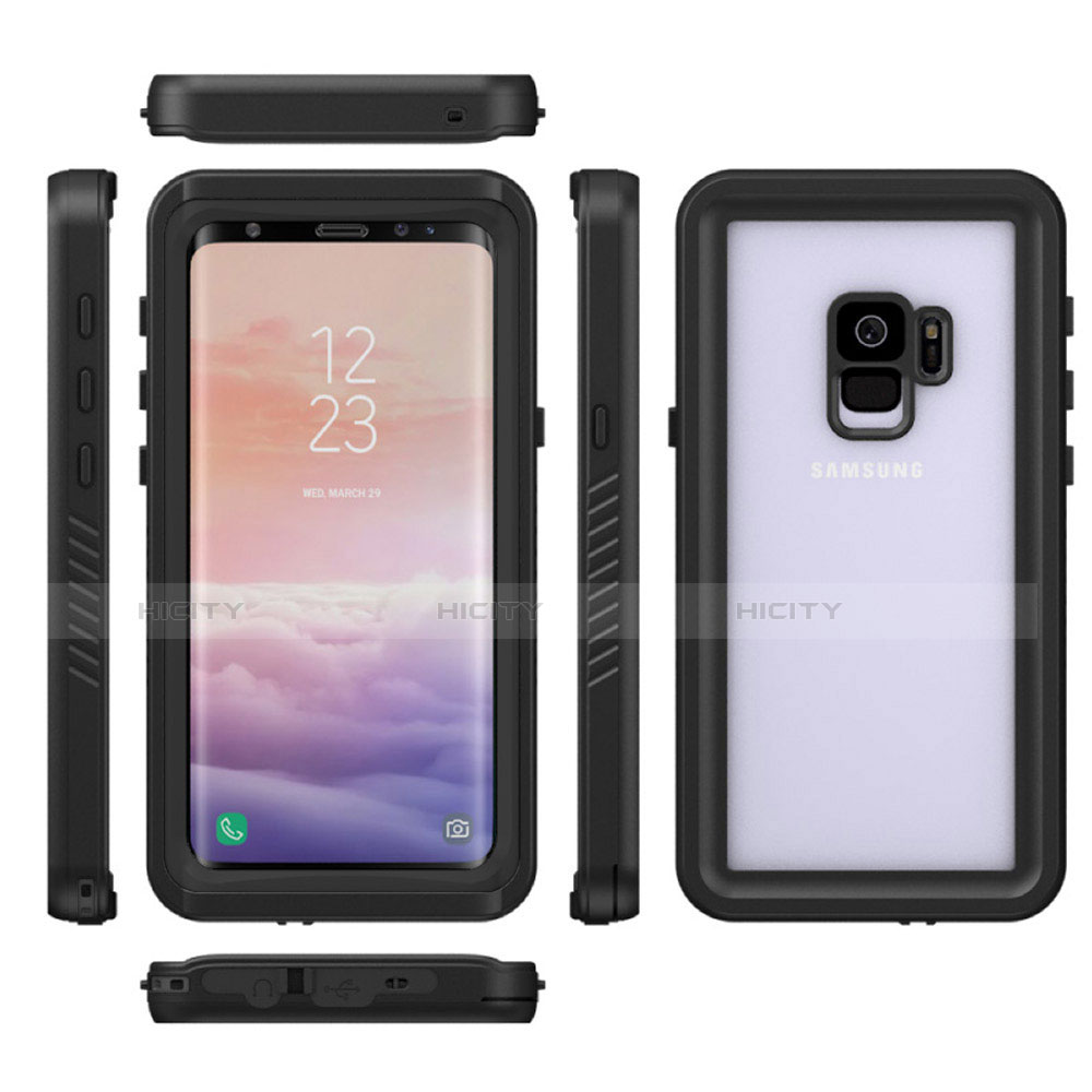 Funda Impermeable Bumper Silicona y Plastico Waterproof Carcasa 360 Grados para Samsung Galaxy S9 Negro