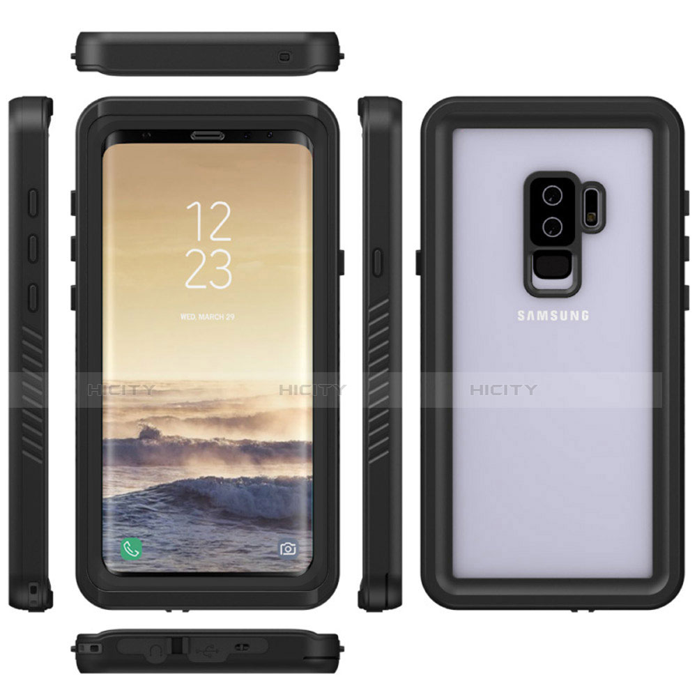 Funda Impermeable Bumper Silicona y Plastico Waterproof Carcasa 360 Grados para Samsung Galaxy S9 Plus Negro