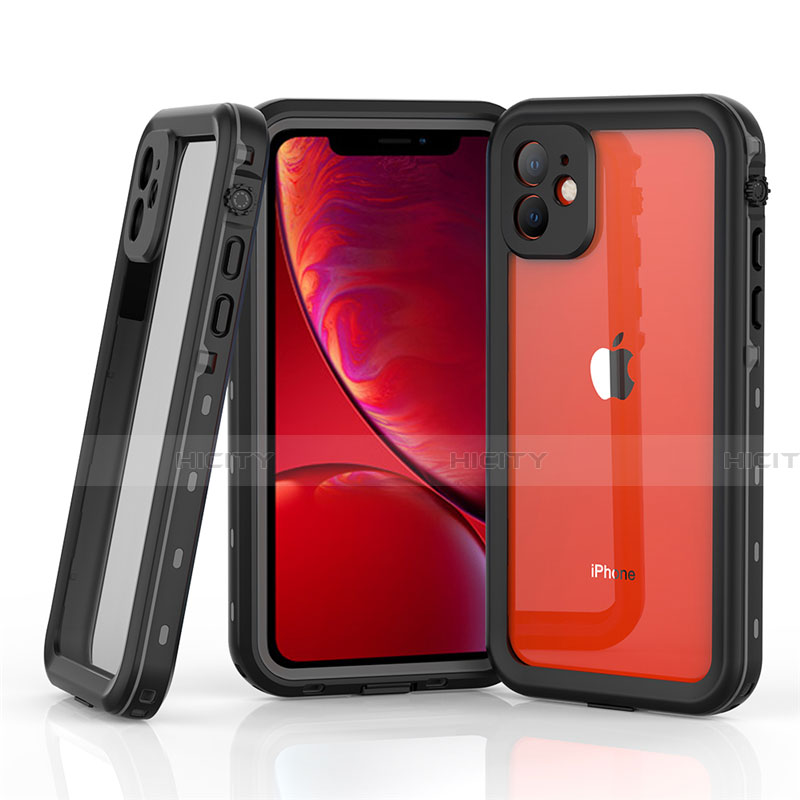 Funda Impermeable Bumper Silicona y Plastico Waterproof Carcasa 360 Grados U01 para Apple iPhone 11 Negro