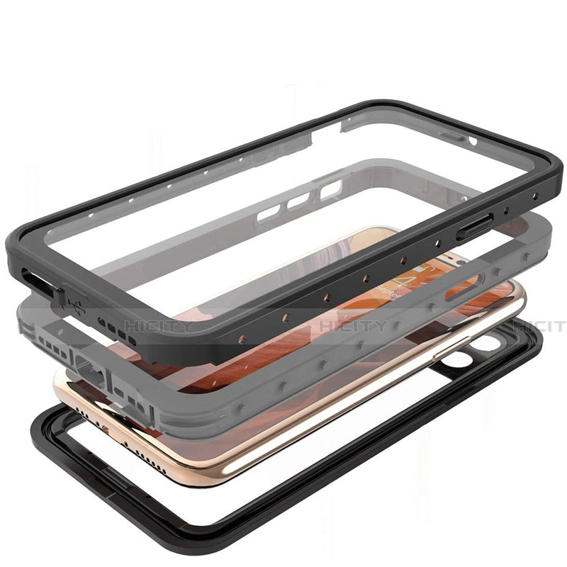 Funda Impermeable Bumper Silicona y Plastico Waterproof Carcasa 360 Grados U01 para Apple iPhone 11 Pro Negro
