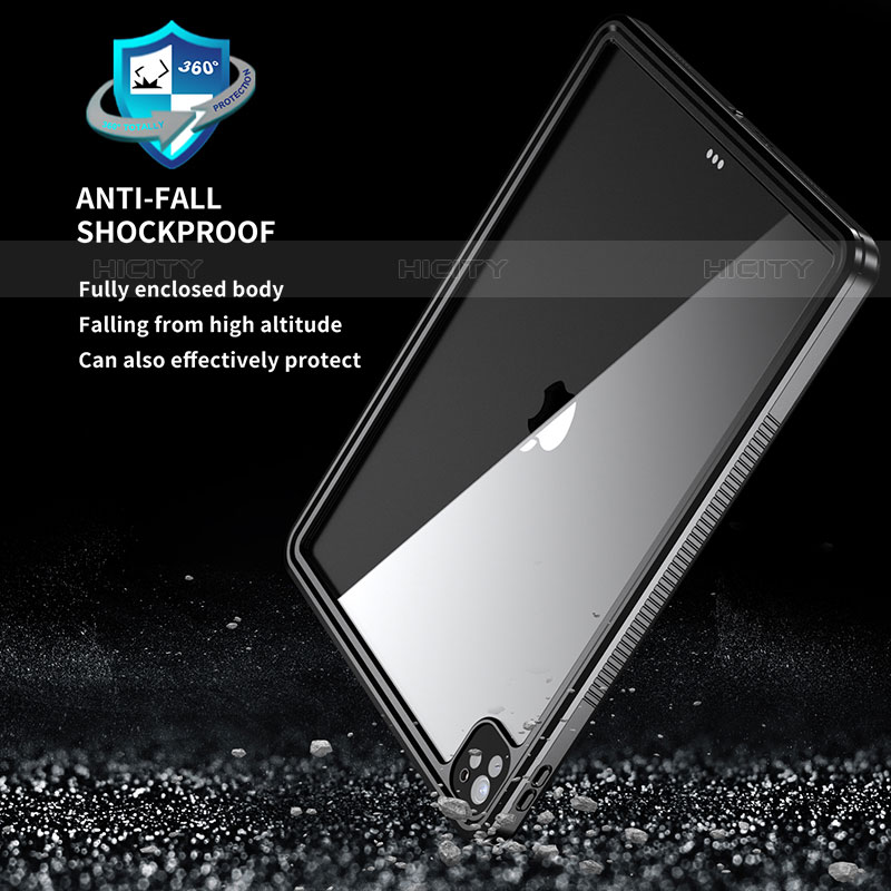 Funda Impermeable Bumper Silicona y Plastico Waterproof Carcasa 360 Grados W01 para Apple iPad Pro 12.9 (2020) Negro
