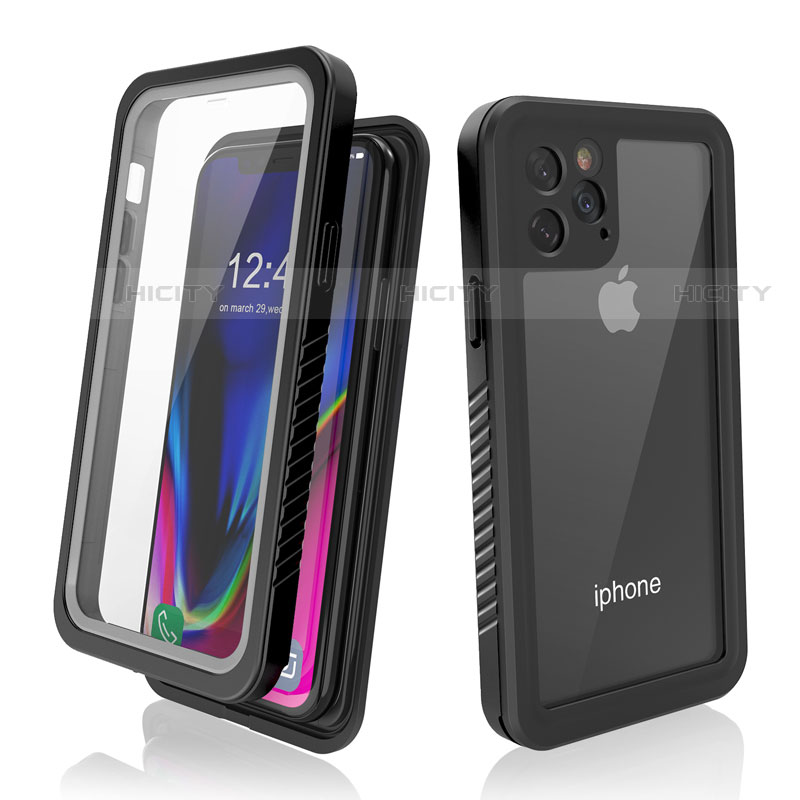 Funda Impermeable Bumper Silicona y Plastico Waterproof Carcasa 360 Grados W01 para Apple iPhone 11 Pro Max Negro