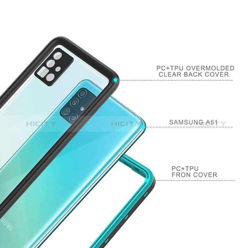 Funda Impermeable Bumper Silicona y Plastico Waterproof Carcasa 360 Grados W01 para Samsung Galaxy A51 4G Negro