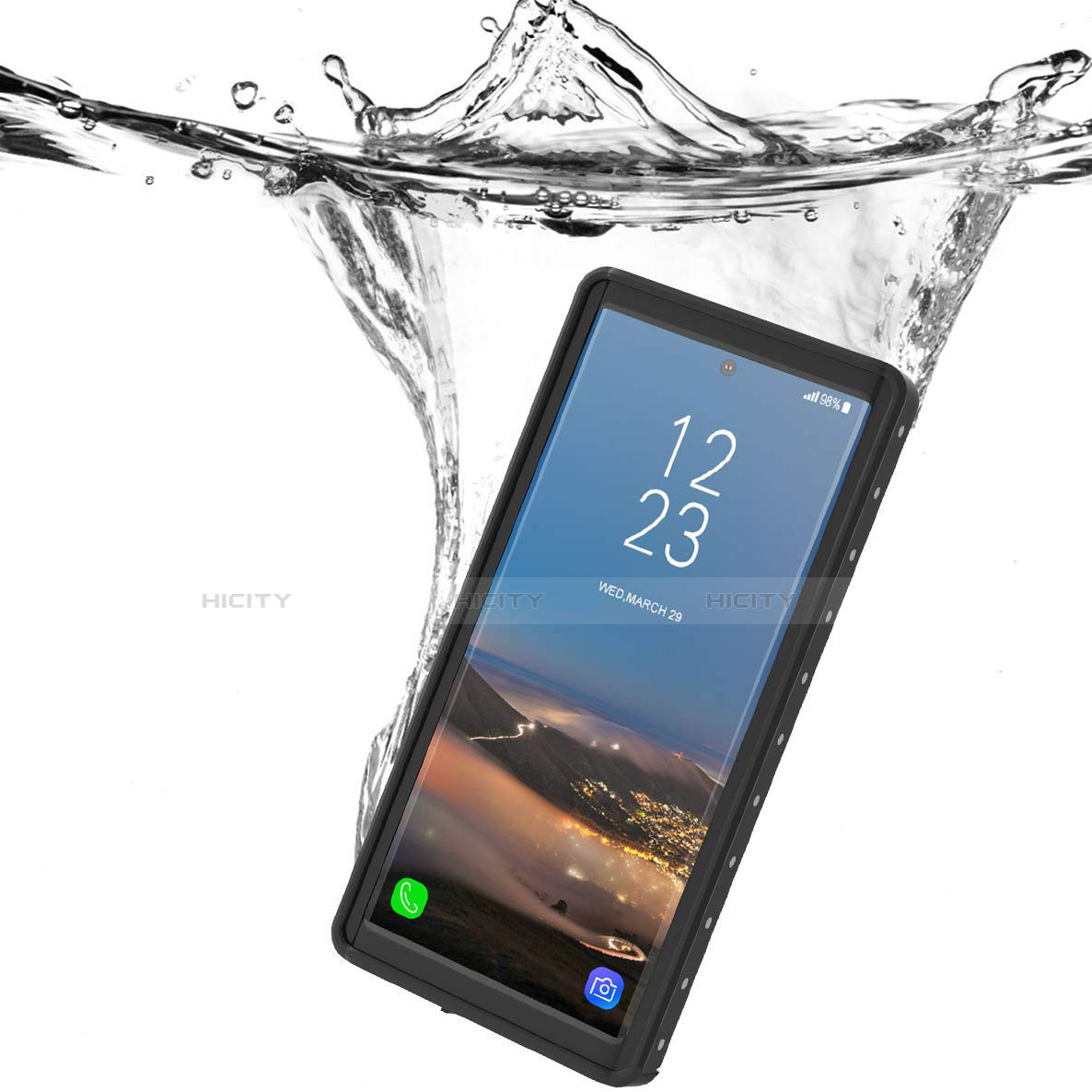 Funda Impermeable Bumper Silicona y Plastico Waterproof Carcasa 360 Grados W01 para Samsung Galaxy Note 10 Negro