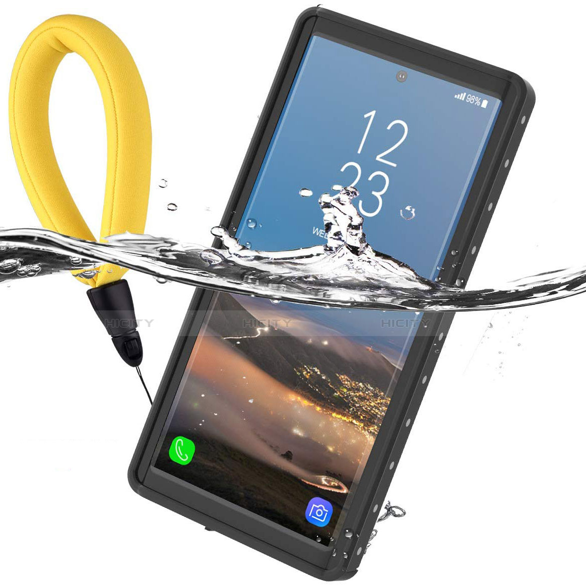 Funda Impermeable Bumper Silicona y Plastico Waterproof Carcasa 360 Grados W01 para Samsung Galaxy Note 10 Plus 5G Negro