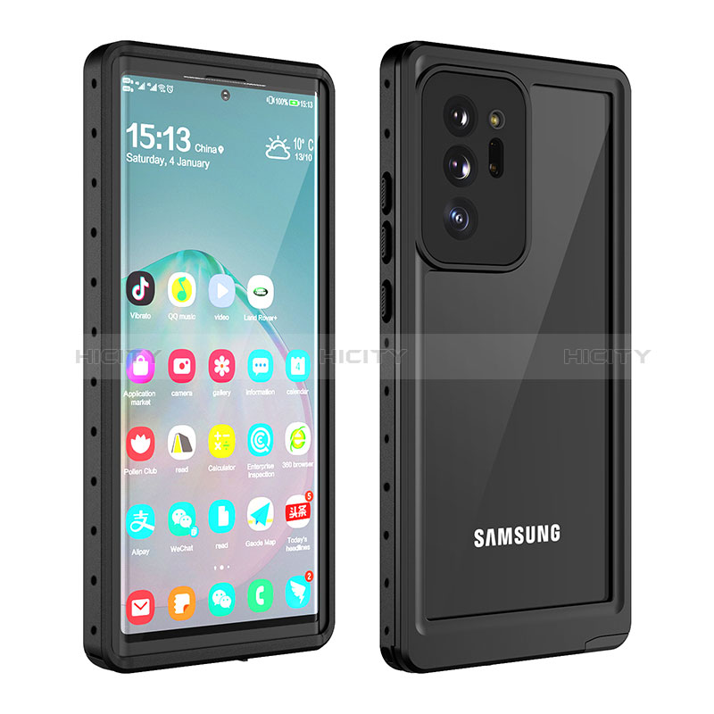 Funda Impermeable Bumper Silicona y Plastico Waterproof Carcasa 360 Grados W01 para Samsung Galaxy Note 20 Ultra 5G Negro