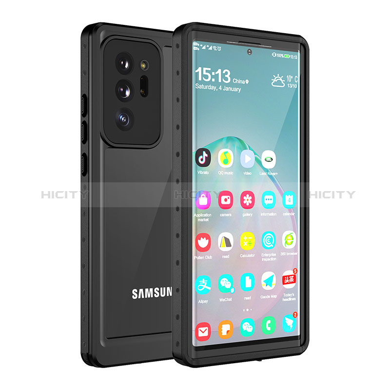 Funda Impermeable Bumper Silicona y Plastico Waterproof Carcasa 360 Grados W01 para Samsung Galaxy Note 20 Ultra 5G Negro