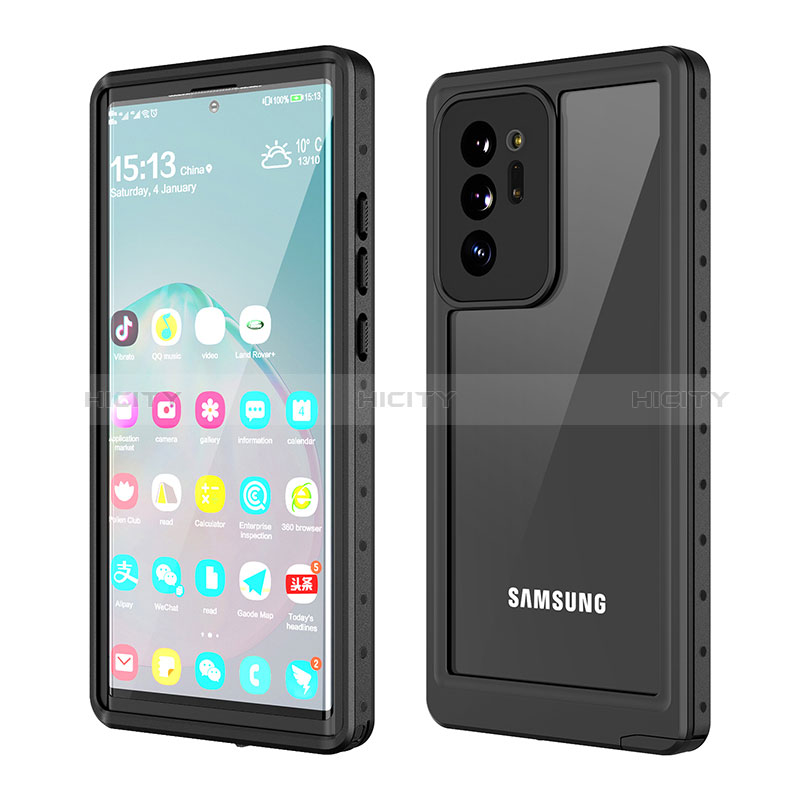 Funda Impermeable Bumper Silicona y Plastico Waterproof Carcasa 360 Grados W01 para Samsung Galaxy Note 20 Ultra 5G Negro