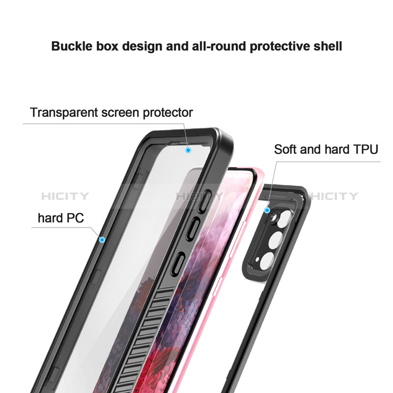 Funda Impermeable Bumper Silicona y Plastico Waterproof Carcasa 360 Grados W01 para Samsung Galaxy S20 FE (2022) 5G Negro