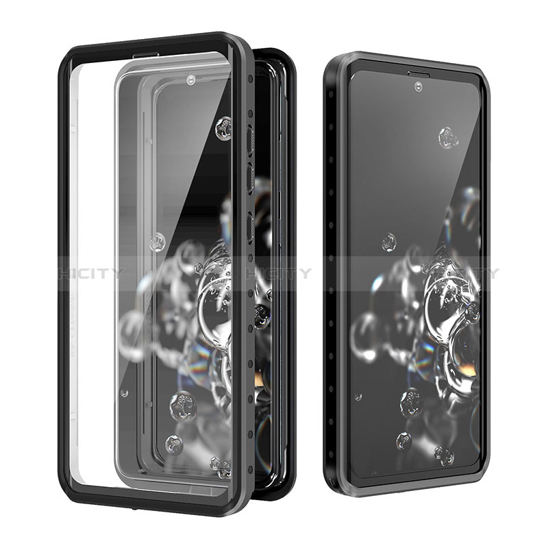 Funda Impermeable Bumper Silicona y Plastico Waterproof Carcasa 360 Grados W01 para Samsung Galaxy S20 Ultra 5G Negro