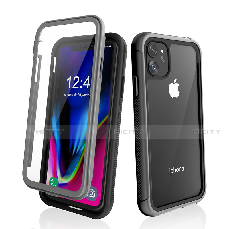 Funda Impermeable Bumper Silicona y Plastico Waterproof Carcasa 360 Grados W02 para Apple iPhone 11 Negro