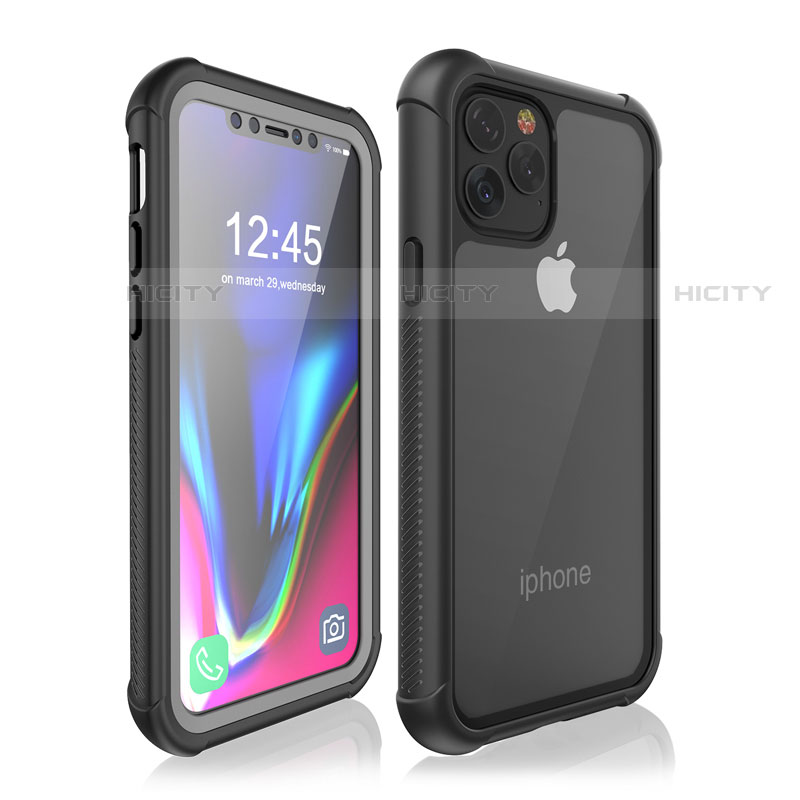 Funda Impermeable Bumper Silicona y Plastico Waterproof Carcasa 360 Grados W02 para Apple iPhone 11 Pro Max Negro