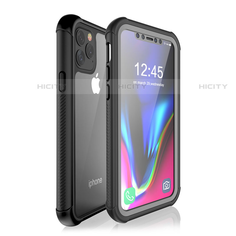 Funda Impermeable Bumper Silicona y Plastico Waterproof Carcasa 360 Grados W02 para Apple iPhone 11 Pro Negro