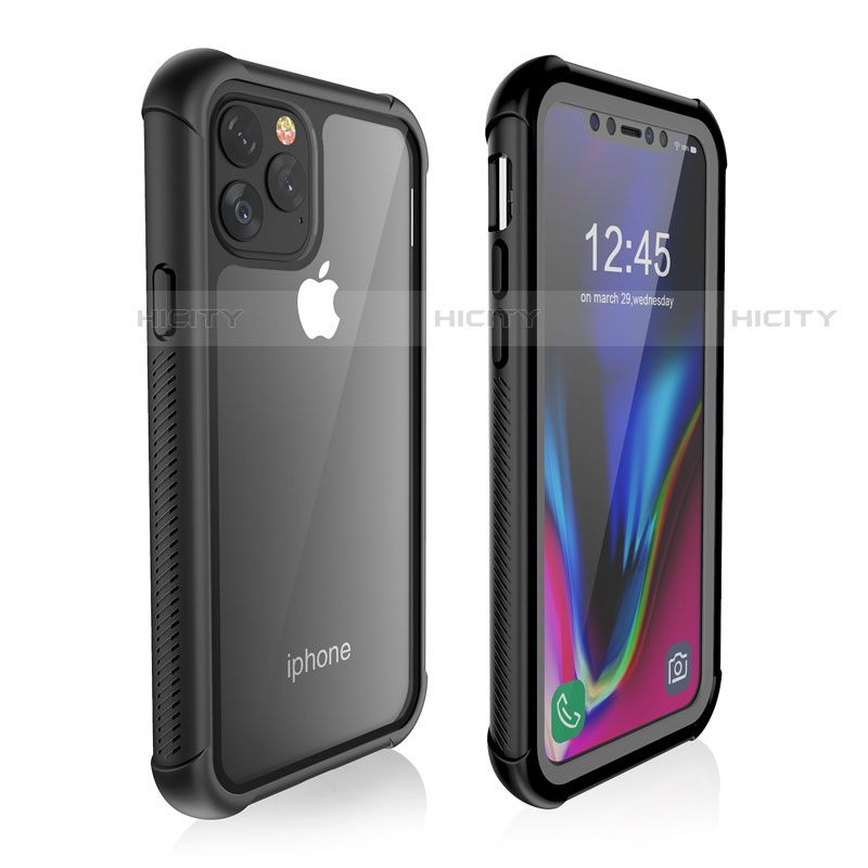 Funda Impermeable Bumper Silicona y Plastico Waterproof Carcasa 360 Grados W02 para Apple iPhone 11 Pro Negro