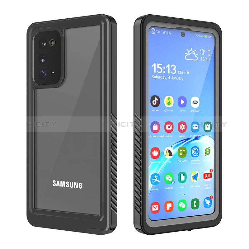 Funda Impermeable Bumper Silicona y Plastico Waterproof Carcasa 360 Grados W02 para Samsung Galaxy Note 20 5G Negro