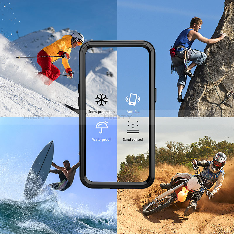 Funda Impermeable Bumper Silicona y Plastico Waterproof Carcasa 360 Grados W02 para Samsung Galaxy S23 Ultra 5G Negro