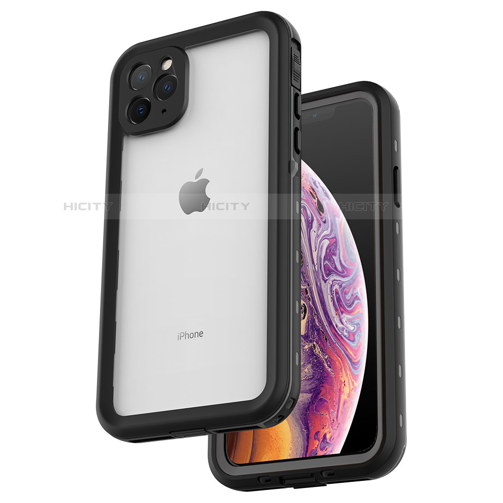 Funda Impermeable Bumper Silicona y Plastico Waterproof Carcasa 360 Grados W04 para Apple iPhone 11 Pro Max Negro