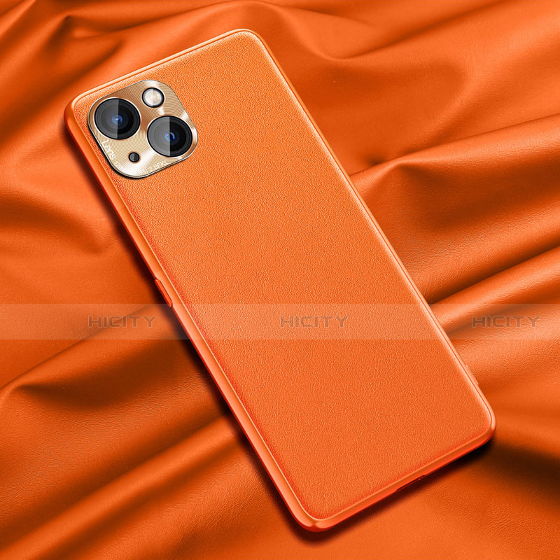 Funda Lujo Cuero Carcasa A01 para Apple iPhone 13 Mini Naranja