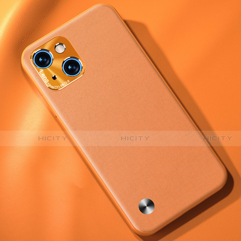 Funda Lujo Cuero Carcasa A05 para Apple iPhone 13 Mini Naranja