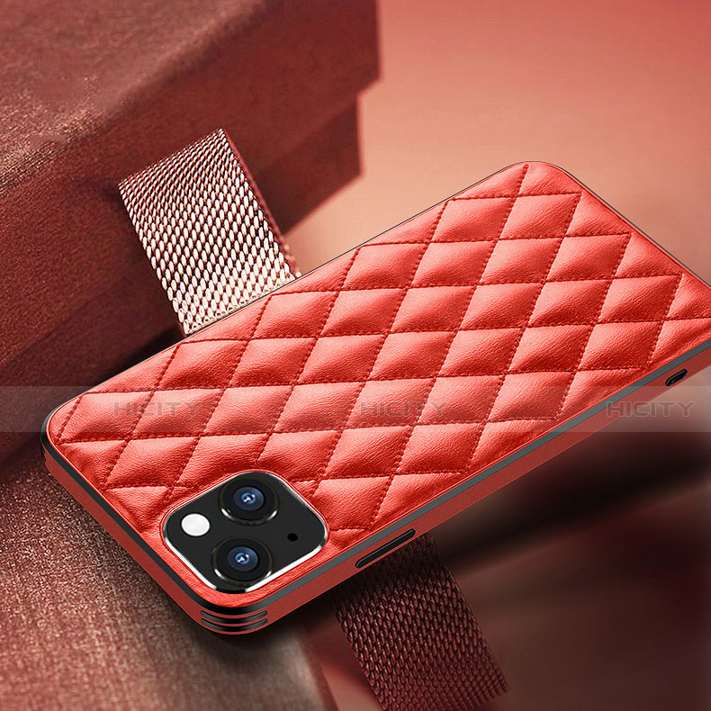 Funda Lujo Cuero Carcasa A07 para Apple iPhone 14 Plus Rojo