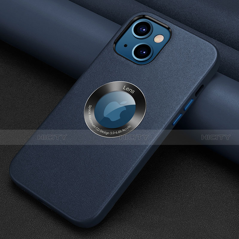 Funda Lujo Cuero Carcasa A08 para Apple iPhone 13 Mini Azul