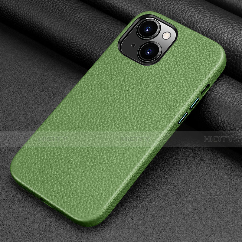 Funda Lujo Cuero Carcasa A09 para Apple iPhone 13 Verde