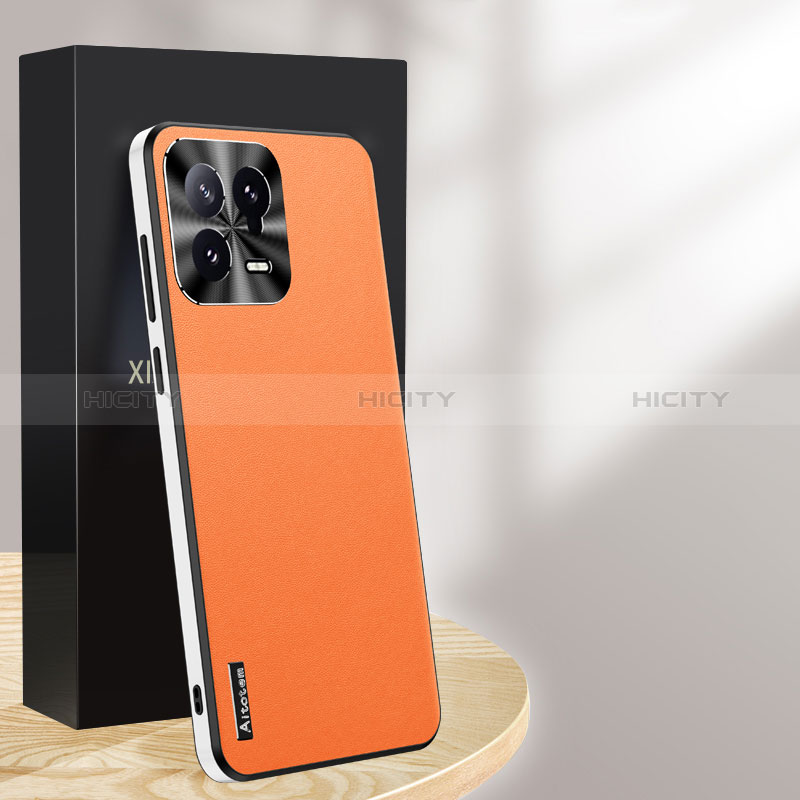 Funda Lujo Cuero Carcasa AT3 para Xiaomi Mi 13 5G Naranja