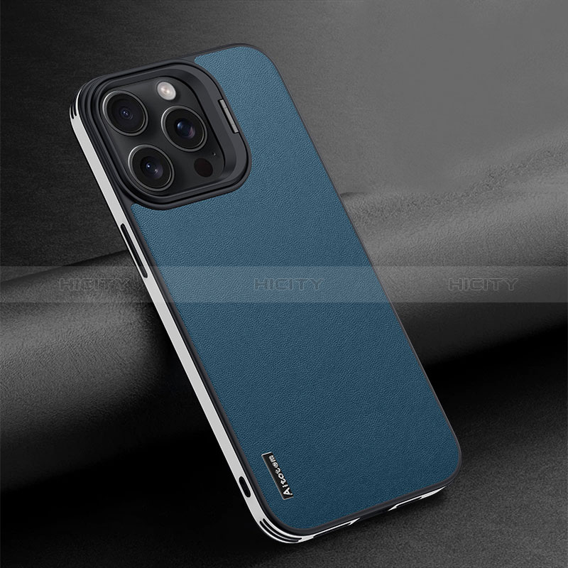 Funda Lujo Cuero Carcasa AT4 para Apple iPhone 14 Pro Max Azul