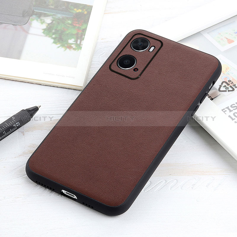 Funda Lujo Cuero Carcasa B01H para Oppo A76 Marron