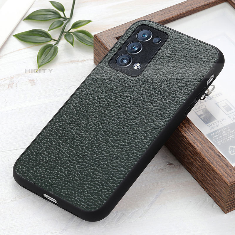 Funda Lujo Cuero Carcasa B02H para Oppo Reno6 Pro+ Plus 5G Verde