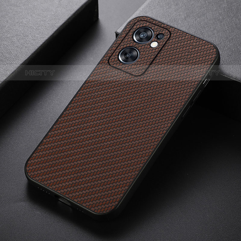 Funda Lujo Cuero Carcasa B05H para Oppo Reno7 SE 5G Marron