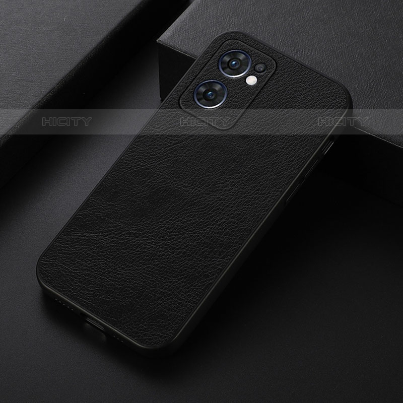 Funda Lujo Cuero Carcasa B06H para Oppo Reno7 5G Negro