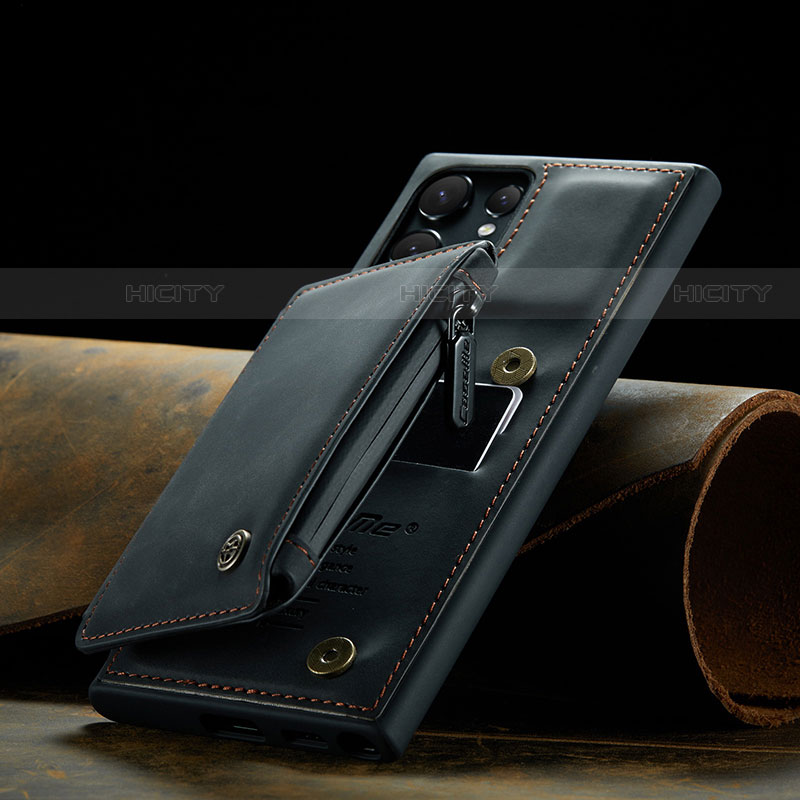Funda Lujo Cuero Carcasa C02S para Samsung Galaxy S22 Ultra 5G Negro