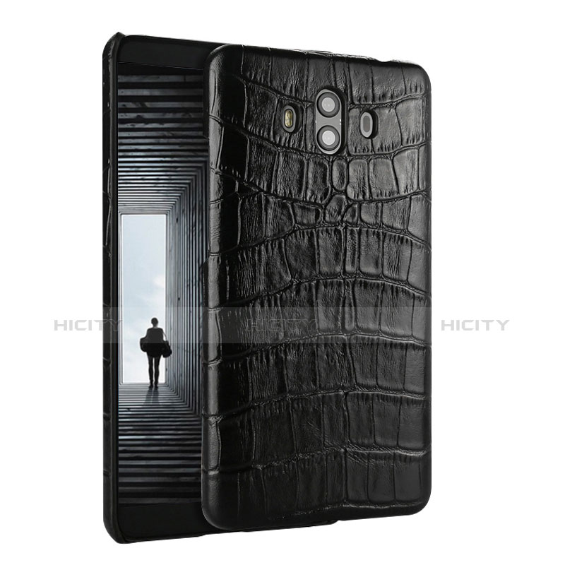 Funda Lujo Cuero Carcasa Cocodrilo para Huawei Mate 10 Negro