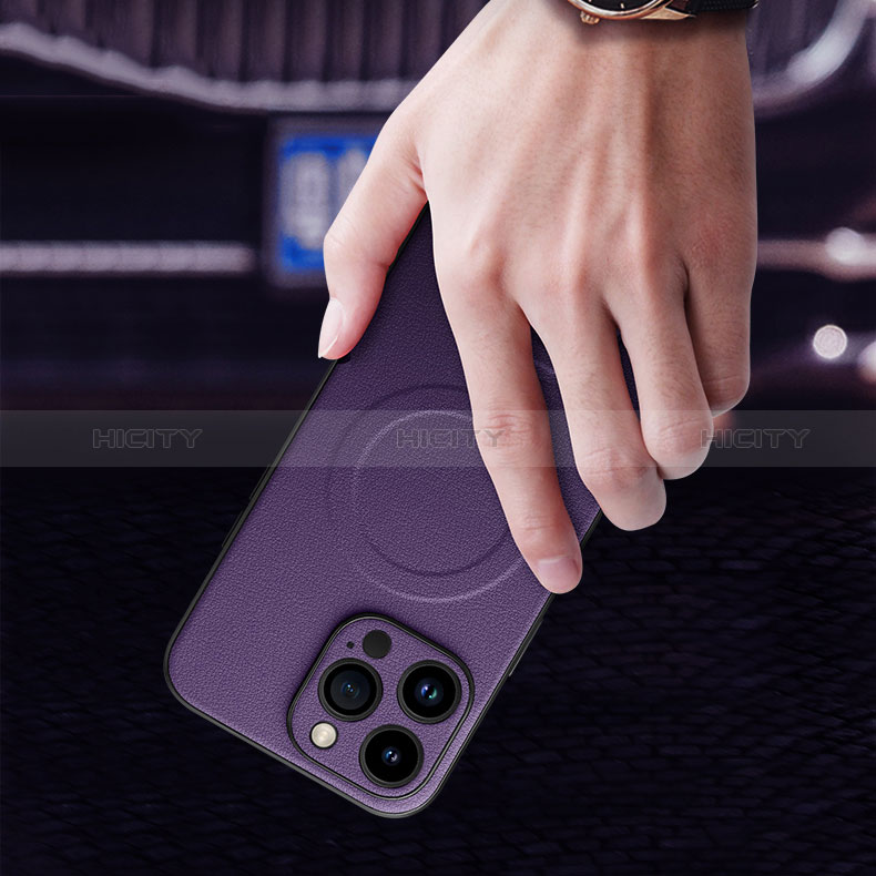 Funda Lujo Cuero Carcasa con Mag-Safe Magnetic LD1 para Apple iPhone 13 Pro