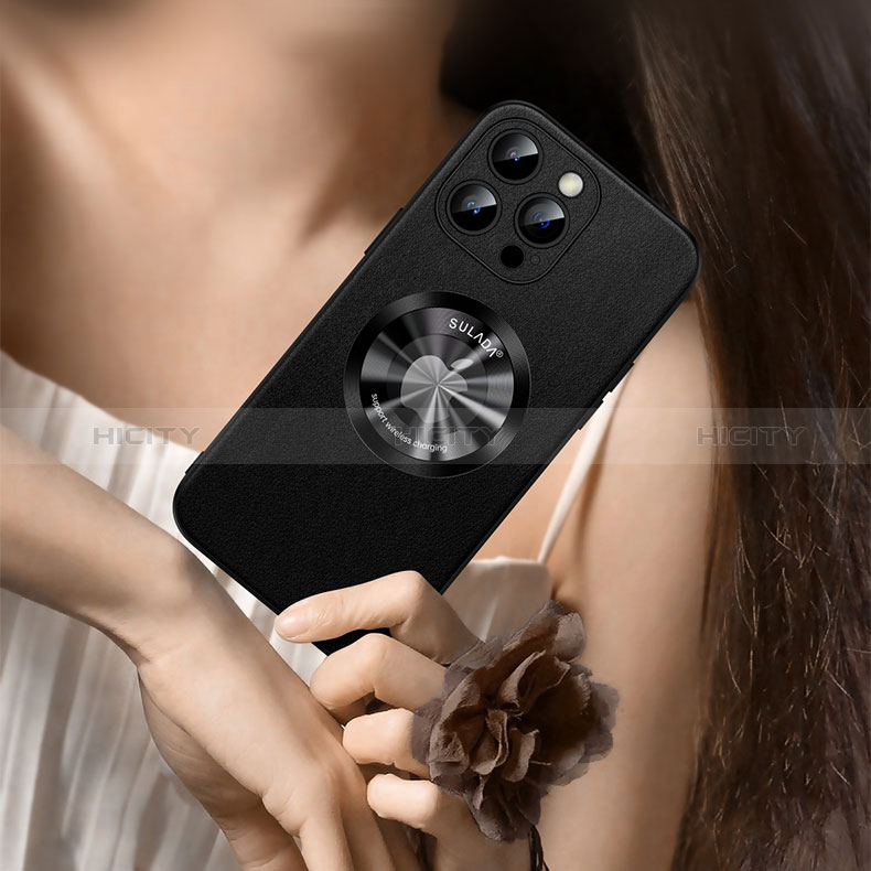 Funda Lujo Cuero Carcasa con Mag-Safe Magnetic LD2 para Apple iPhone 13 Pro Max