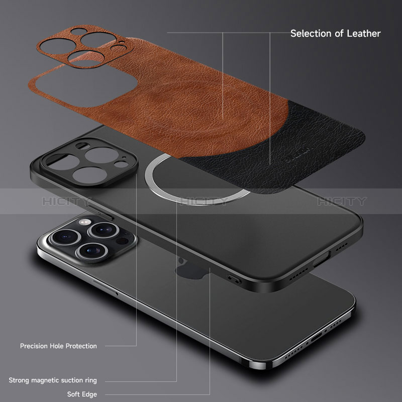 Funda Lujo Cuero Carcasa con Mag-Safe Magnetic LD4 para Apple iPhone 15 Pro